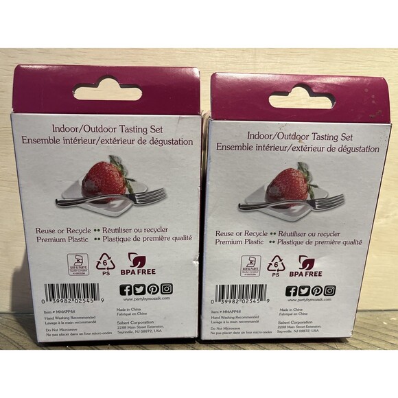 Appetizer Set Mozaik mini tasting 24 plastic plates 24 forks lot of 2 96 Piece - Picture 2 of 2